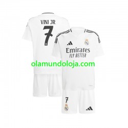 Camisola Real Madrid Vinicius Junior 7 Criança Equipamento Primeiro 2024-2025 Manga Curta